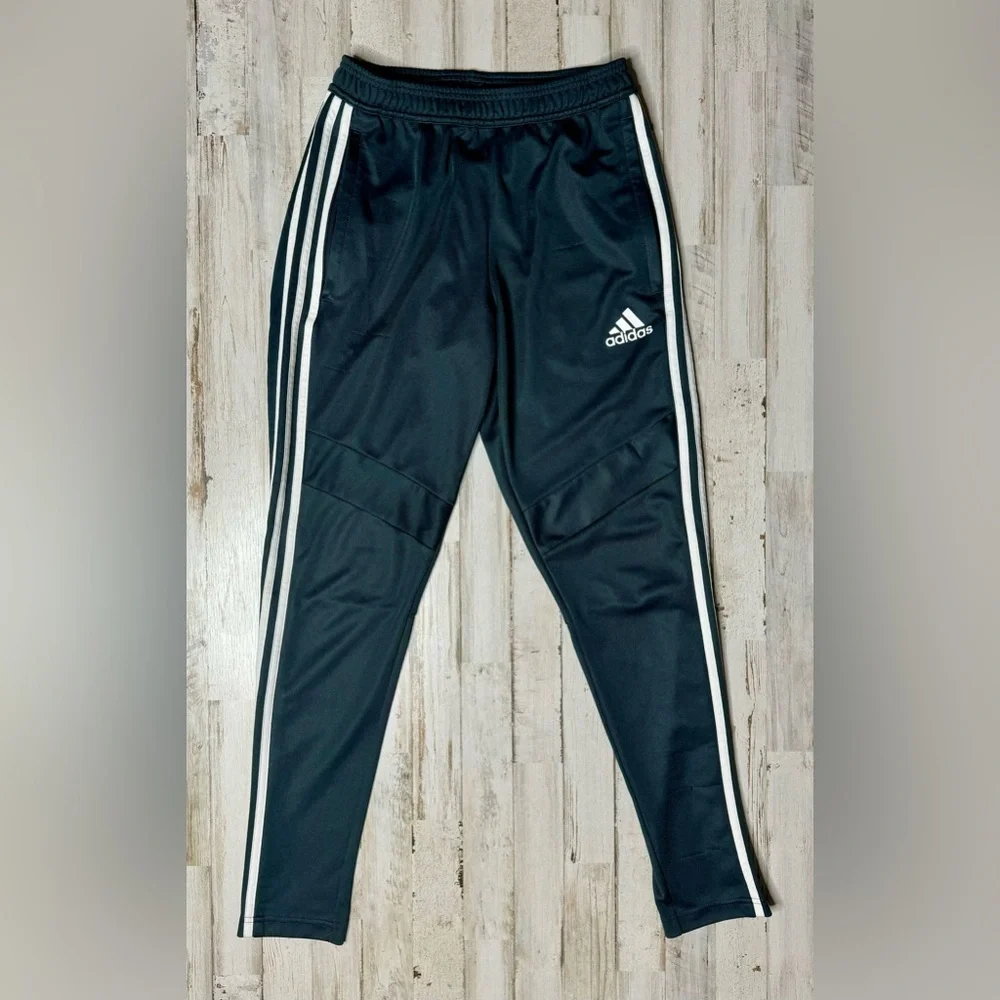 Adidas classic essential 3 white stripes black sweat pants size S Read* - Picture 2 of 10
